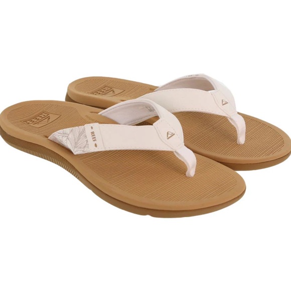 Reef Santa Ana flip flop sandals women size 8 white tan - Picture 1 of 10